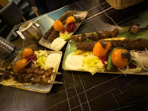 Authentic Middle Eastern Cuisine Served with Traditional Style Stock-Fotos