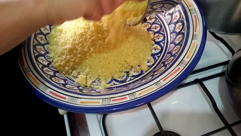 Authentic Moroccan couscous, the easy way to prepare, part 6 Stockbeeldmateriaal 159726452