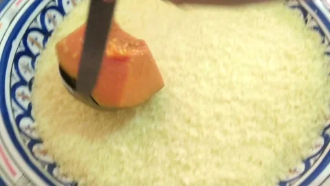 Authentic Moroccan couscous, the easy way to prepare, part 7 Stockbeeldmateriaal 159726475