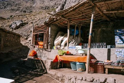 Authentic Mountain Store – Essential Stop on the Toubkal Trek January 27,2025 Stock Photos
