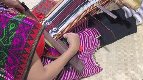 Authentic Murut Traditional Weaving with High Quality Colorful Threads Stock Footage 326031537