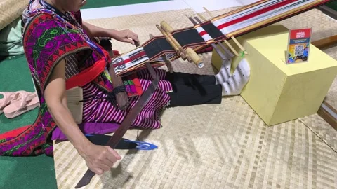 Authentic Murut Traditional Weaving with High Quality Colorful Threads Stock Footage 326266054