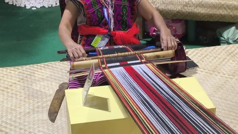 Authentic Murut Traditional Weaving with High Quality Colorful Threads Stock Footage 326282509