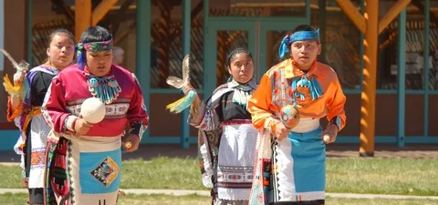 Authentic New Mexico Native American Dancers Stock Footage 109491327