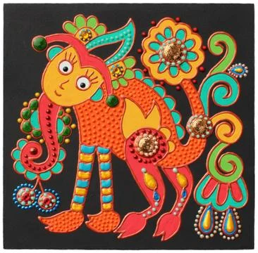 Authentic original handmade craftwork painting Stock Illustration