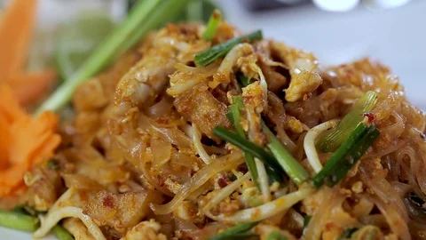 Authentic Pad Thai Closeup 2 Stock Footage 90942971
