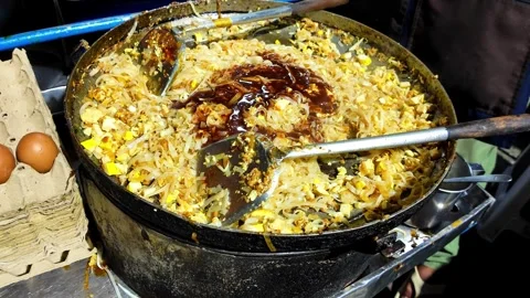 Authentic Pad Thai Cooking Process at Thai Night Street Market Stock Footage 325020472