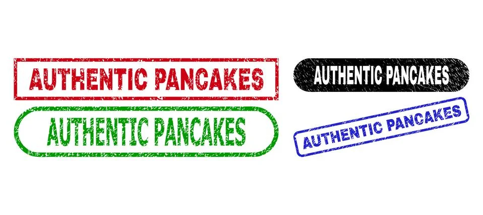 AUTHENTIC PANCAKES Rectangle Stamps Using Corroded Texture Stock Illustration
