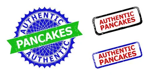 AUTHENTIC PANCAKES Rosette and Rectangle Bicolor Watermarks with Corroded Tex Stockillustratie