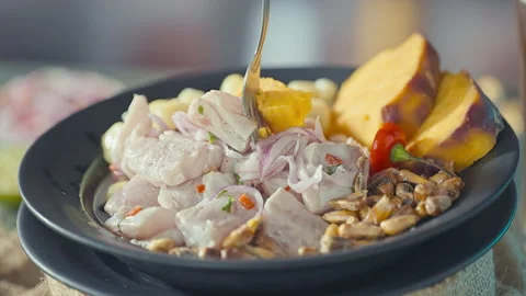 Authentic Peruvian Ceviche Stock Footage 341438064