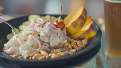 Authentic Peruvian Ceviche Vídeo Stock 344981256