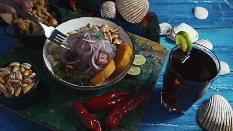 Authentic Peruvian Ceviche Vídeo Stock 344985965