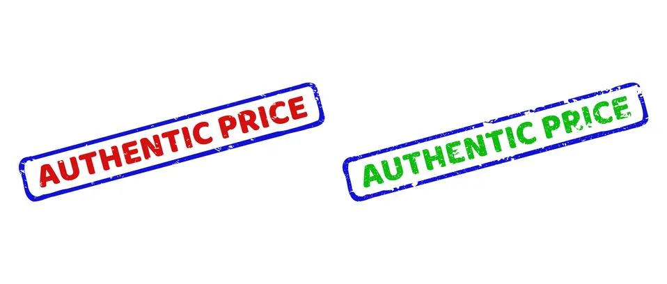 AUTHENTIC PRICE Bicolor Rough Rectangle Seals with Corroded Textures Stock Illustration