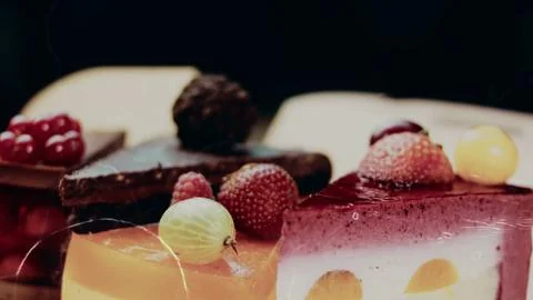 Authentic professional food view: capturing cream and sponge layers in detail Stock Photos