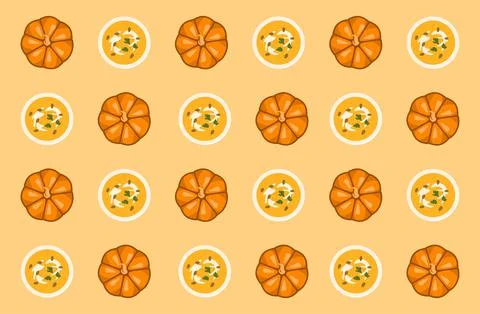 Authentic pumpkin soup pattern Stock Illustration