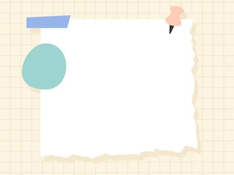 Authentic Ripped Paper Note Element with Decorative Light Blue Circle and A.. Stock Illustration