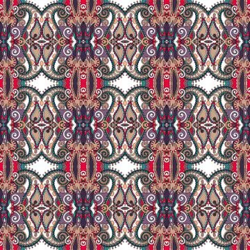 Authentic seamless floral geometric pattern, ethnic ukrainian ba Illustrazione stock
