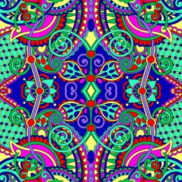 Authentic seamless floral geometric pattern 스톡 일러스트