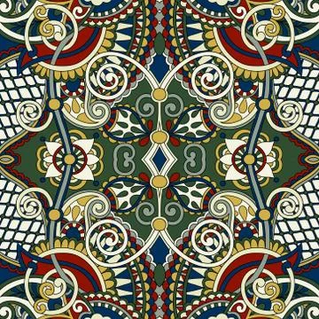 Authentic seamless floral geometric pattern Stock Illustration