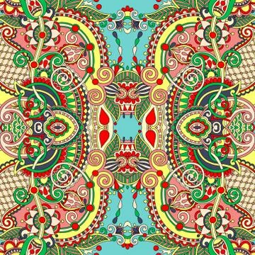 Authentic seamless floral geometric pattern Stock Illustration
