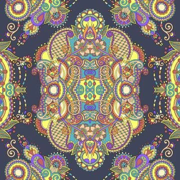 Authentic seamless floral geometric pattern Stock Illustration