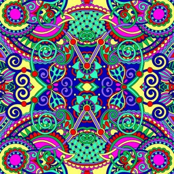 Authentic seamless floral geometric pattern 스톡 일러스트