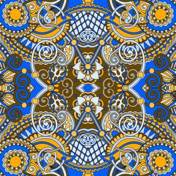 Authentic seamless floral geometric pattern Stock Illustration