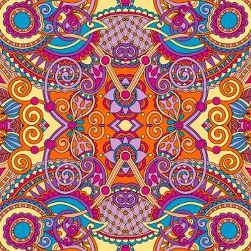 Authentic seamless floral geometric pattern Stock Illustration