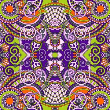 Authentic seamless floral geometric pattern Stock Illustration