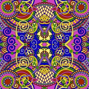 Authentic seamless floral geometric pattern Stock Illustration