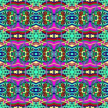 Authentic seamless floral geometric pattern Stock Illustration