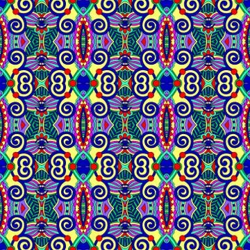 Authentic seamless floral geometric pattern 스톡 일러스트