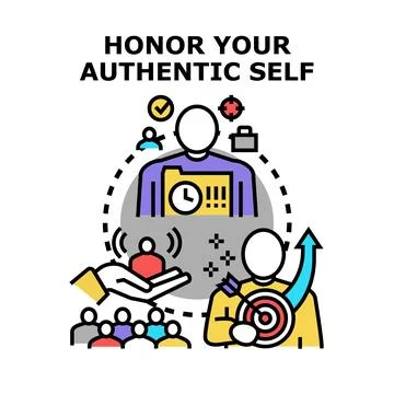 Authentic self honoring for personal development and growth Stock Illustration