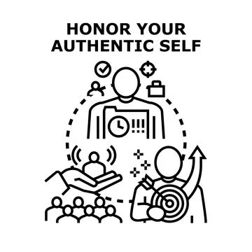 Authentic self honoring for personal development and growth Stock Illustration