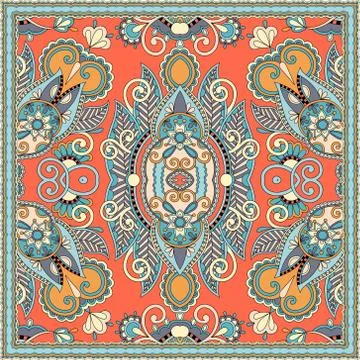 Authentic silk neck scarf or kerchief square pattern design in u Illustrazione stock