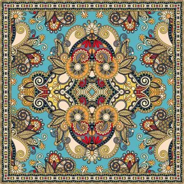 Authentic silk neck scarf or kerchief square pattern design in u Illustrazione stock