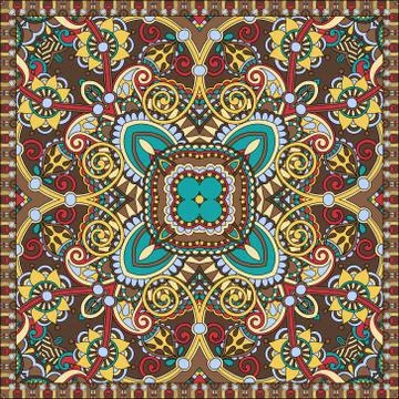 Authentic silk neck scarf or kerchief square pattern design Stock Illustration