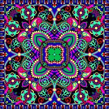 Authentic silk neck scarf or kerchief square pattern design Stockillustratie