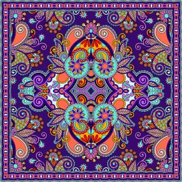 Authentic silk neck scarf or kerchief square pattern design in u Illustrazione stock