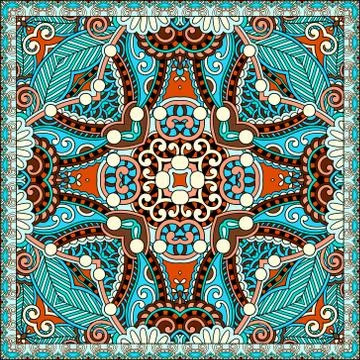 Authentic silk neck scarf or kerchief square pattern design in u Illustrazione stock