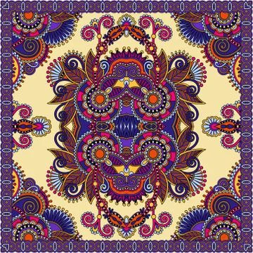 Authentic silk neck scarf or kerchief square pattern design in u イラスト素材