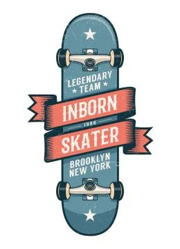 Authentic skateboarding logo in old school style Stock Illustration