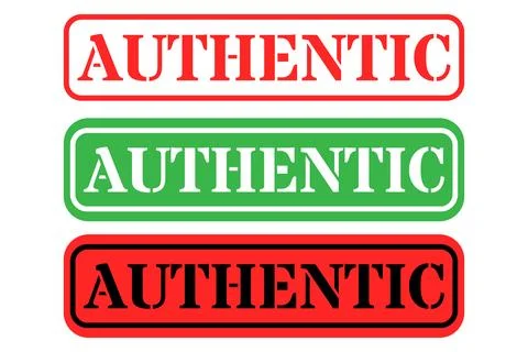 Authentic stamp designs in red green and black colors Stock Illustration