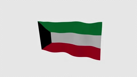 Authentic Studio Kuwait National Flag Loop Alpha Channel Video stock 342604161