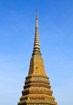 Authentic thai architecture in wat pho at bangkok of thailand. Stock Photos