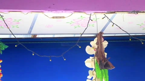 Authentic Thai Local Restaurant Interior Tables Chairs Decoration Design Th.. Stock Footage 341246414