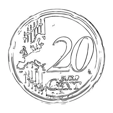 Authentic vector grunge texture of a twenty euro cents coin Ilustración de archivo