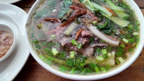 Authentic Vietnamese Pho Soup with Beef Stock Footage 263093104