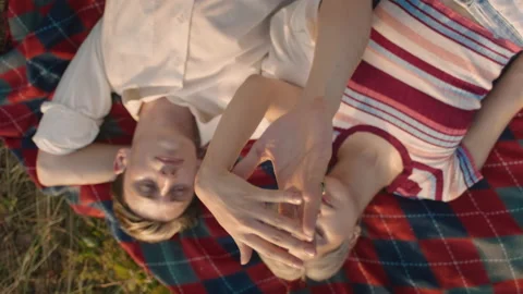 Authentic young couple on romantic picnic date Stock Footage 162053657