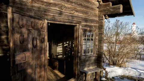 Authentically decorated forge with tools for production of metal products. Stock Footage 124538810